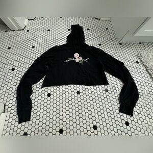 Diamond supply co rose cropped hooded sweatshirt size small